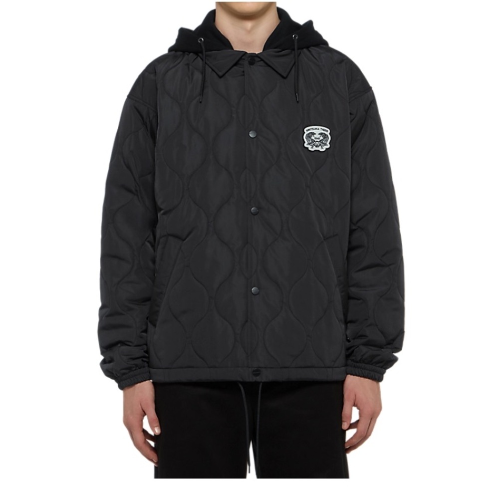 NWT Onitsuka Tiger Quilted Black Jacket with Hood